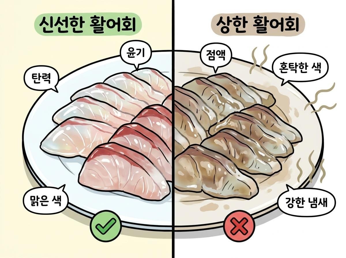 [삽화] 신선한 활어회와 상한 활어회 차이. AI가 생성한 자료사진.