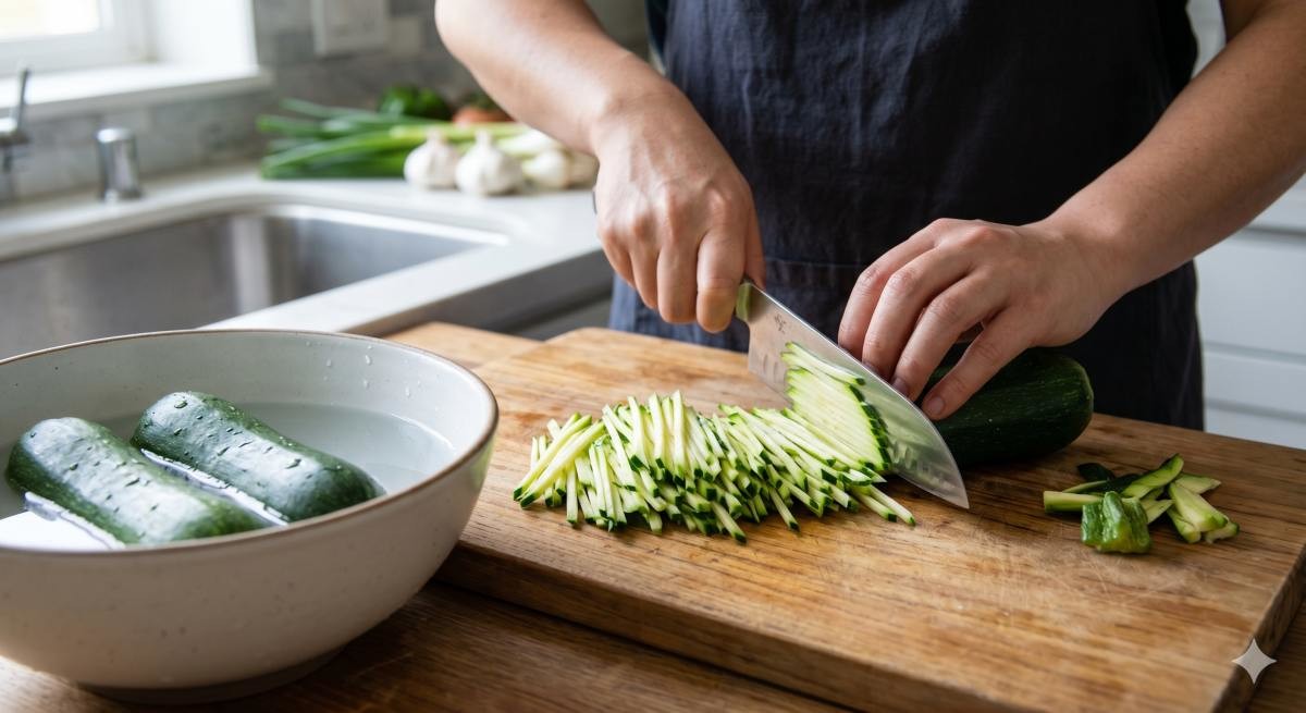 애호박 채썰기 (AI로 제작)