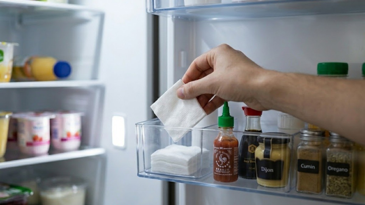 화장솜을 냉장고에 넣는 모습 / 기사 내용을 바탕으로 제작한 AI 이미지