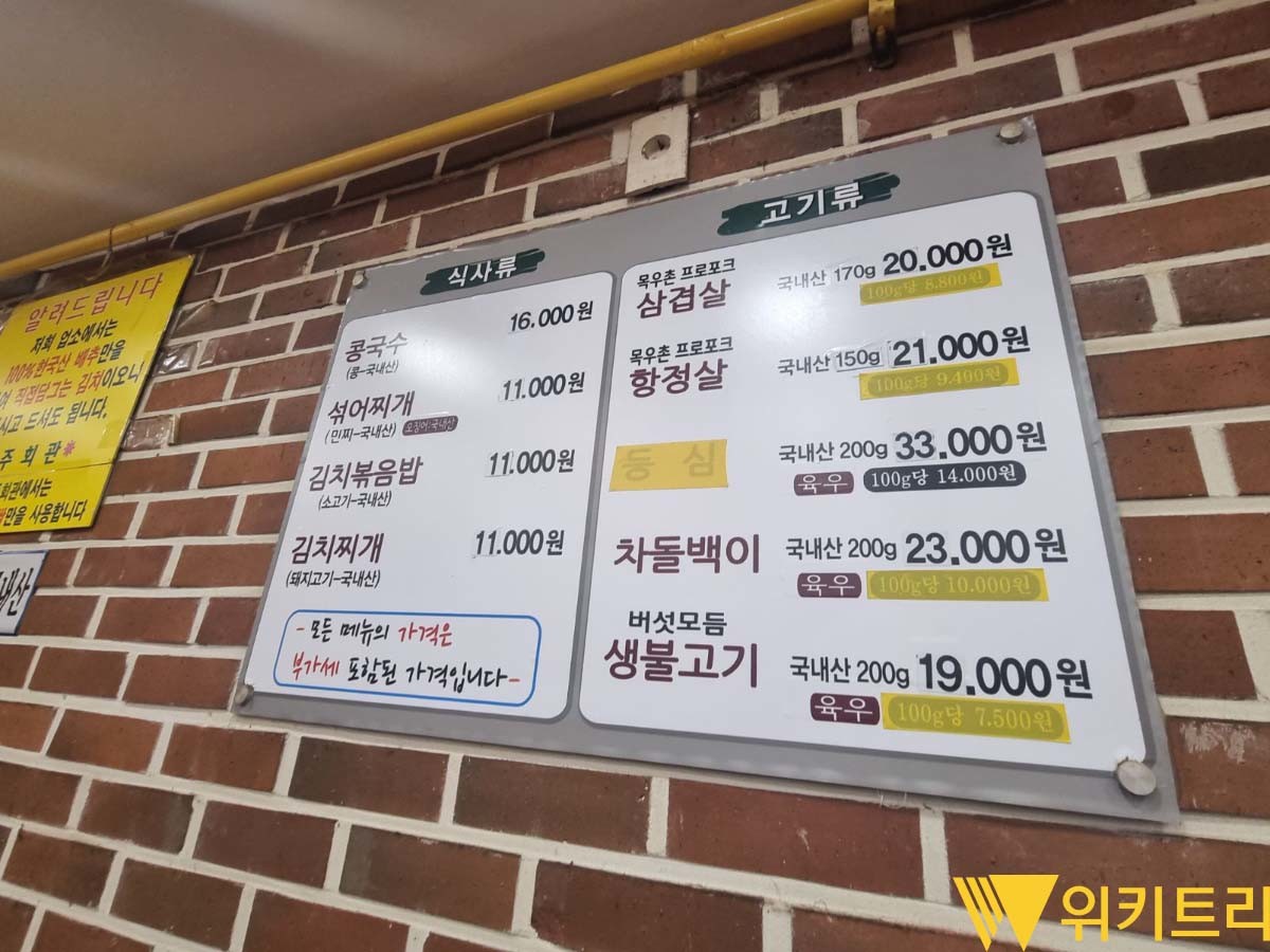 벽에 붙어 있는 가격표. / 위키트리