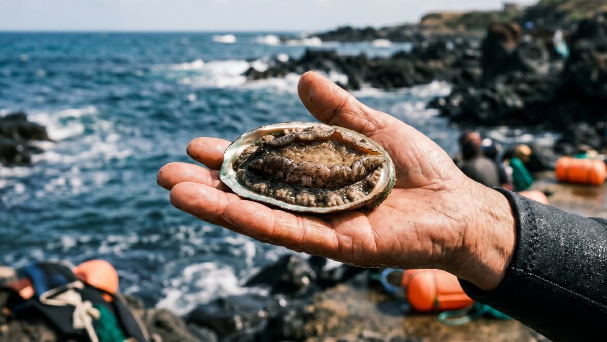 전복을 손에 쥔 모습. 기사 이해를 돕기 위해 AI가 생성한 자료사진. (실제와 차이가 있을 수 있음을 알립니다.)