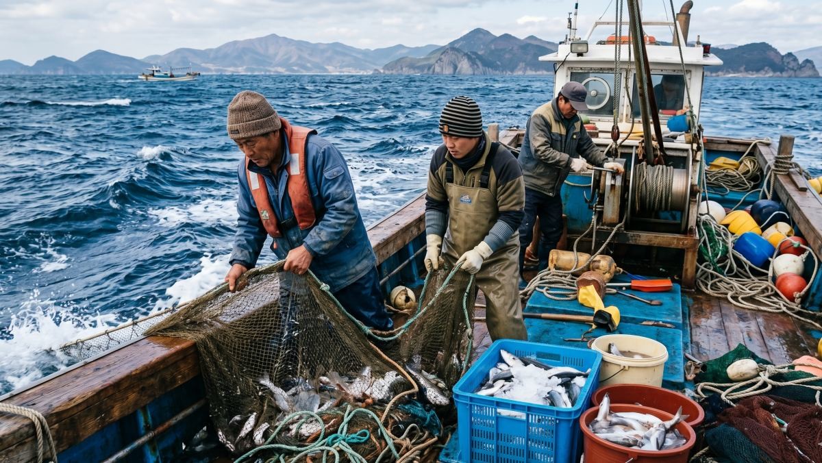 해산물을 잡는 어업인들. 기사 이해를 돕기 위해 AI가 생성한 자료사진. (실제와 차이가 있을 수 있음을 알립니다.)