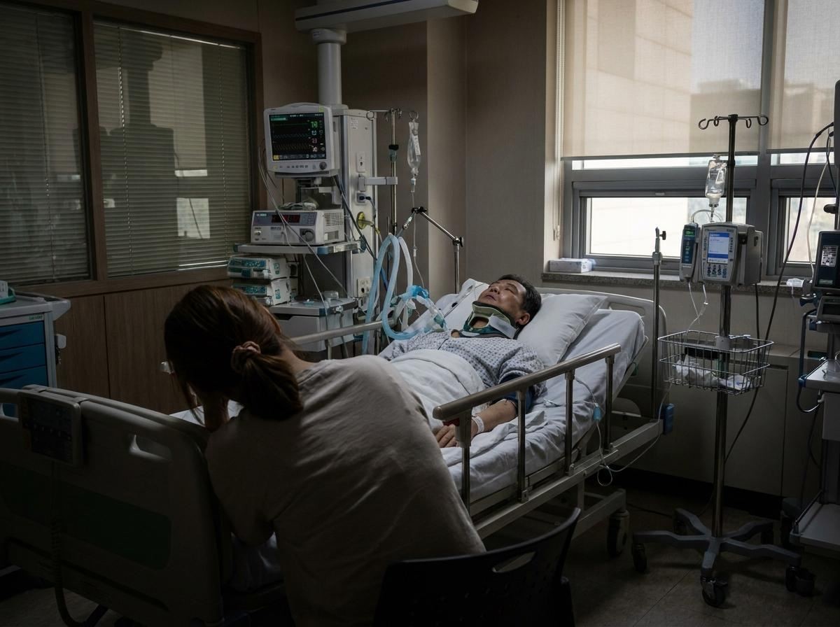 폭행 사건 이후 사지마비된 피해자. 기사 내용 토대로 AI툴 활용해 제작한 단순 자료사진.