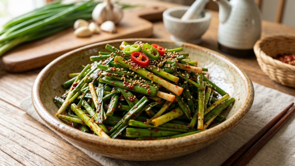 AI로 생성한 자료사진. 쪽파는 쪽파무침, 쪽파전 등으로 활용할 수 있다.