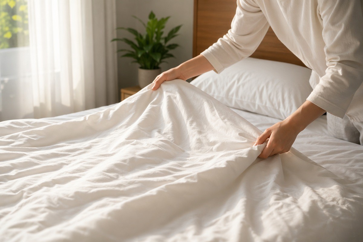 이불을 정리하는 모습 / 기사 내용을 바탕으로 제작한 AI 이미지