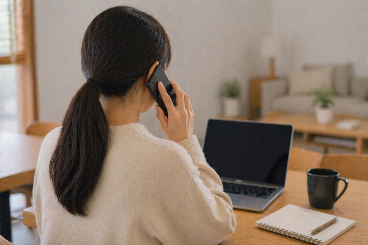 전화를 받는 모습 / 기사 내용을 바탕으로 제작한 AI 이미지