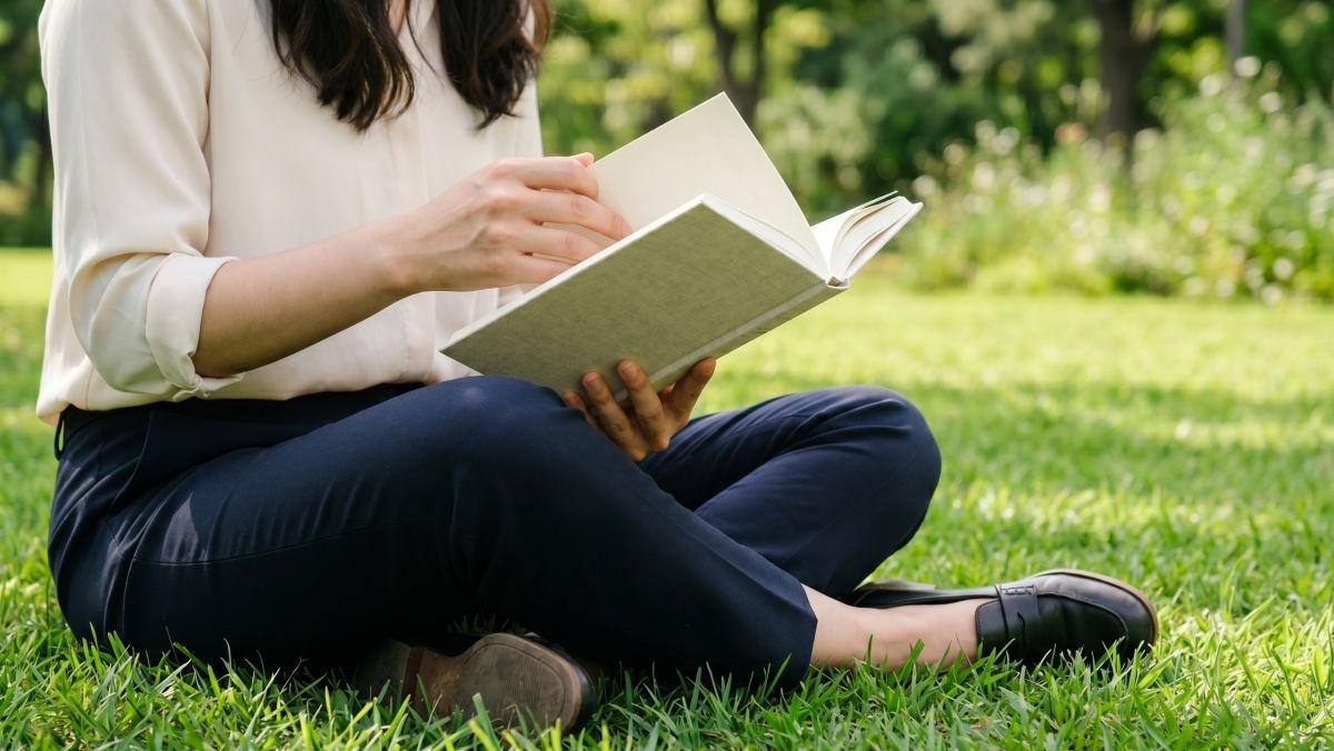 여유있게 책 한 권을 읽는 현대인의 모습이 담긴 이미지. AI가 생성한 자료사진.