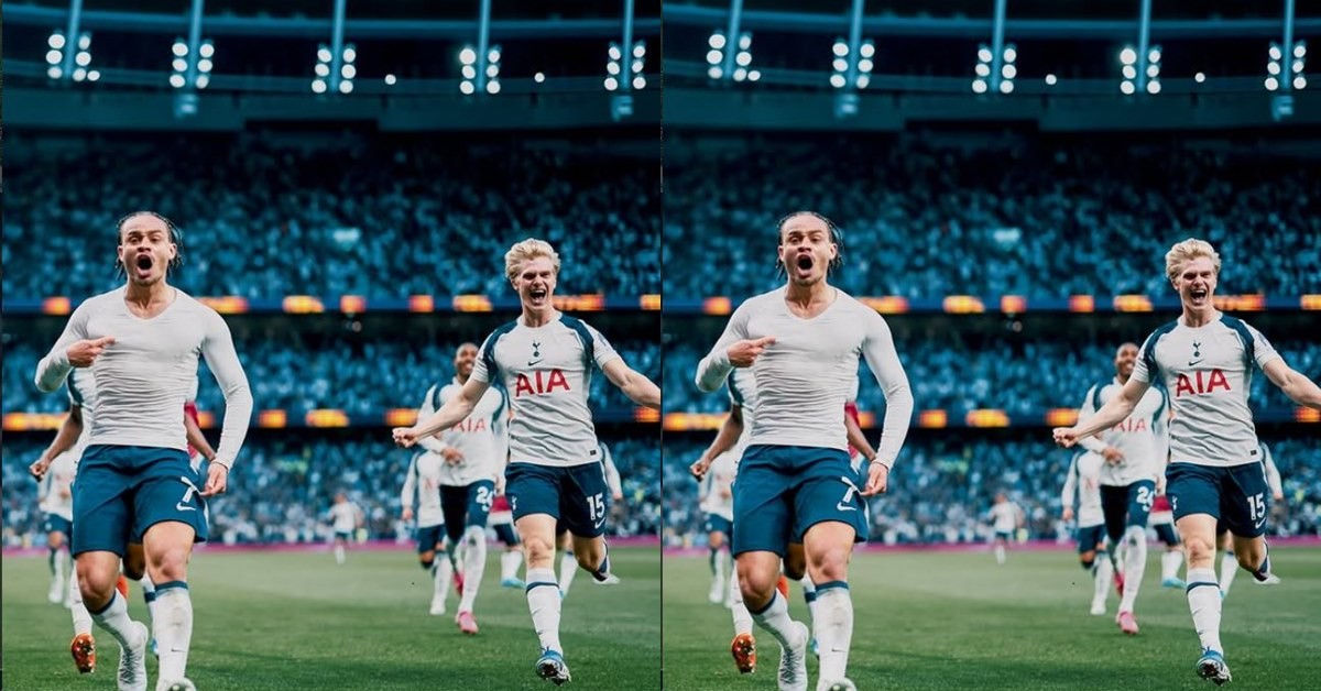 지난 19일 브라이튼과의 경기에서 후반 32분 역전골을 넣고 환호하는 사비 시몬스와 토트넘 홋스퍼 선수들. 그러나 해당 경기는 막판 브라이튼의 동점골로 무승부를 기록했다. / 토트넘 홋스퍼 인스타그램