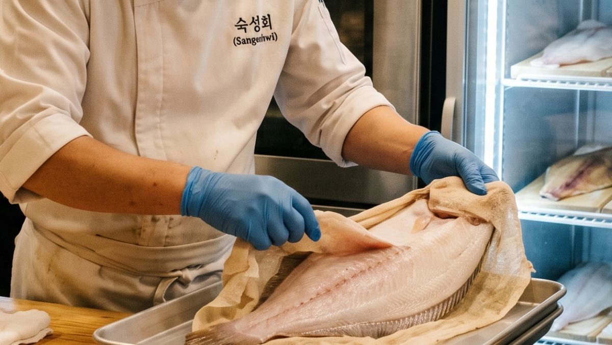 횟감을 숙성하는 사람의 모습이 담긴 자료사진. AI가 생성한 사진.