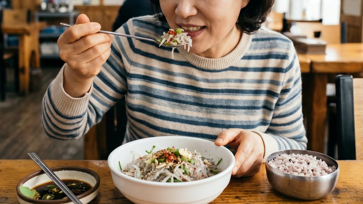 실치 먹는 사람. AI가 생성한 자료사진.