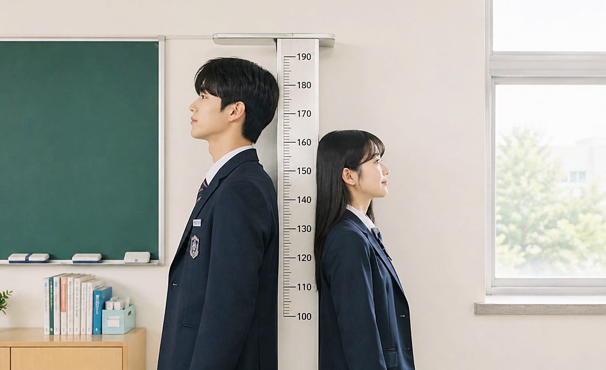 서로 키를 재고 있는 남학생과 여학생 모습. 기사 이해를 돕기 위해 AI를 활용해 제작한 자료 사진. 기사 내용과 일치하는 사진은 아님. 실제 모습과 다소 차이가 있을 수 있음. 교육부가 28일 발표한 '2025년 학생 건강검사 표본통계 결과'에 따르면    지난해 국내 고등학교 1학년생 평균 키는 남학생 173.0㎝, 여학생 161.3㎝로 각각 조사됐다. 키 발달 상황을 보면 남학생의 경우 초1은 122.4cm, 초4는 140.4cm, 중1은 161.4cm, 고1은 173.0cm로 나타났다. 여학생은 초1은 120.8cm, 초4는 139.9cm, 중1은 157.4cm, 고1은 161.3cm를 기록했다. 학년별 남·여학생 평균 키는 모두 이전 연도와 유사했다.