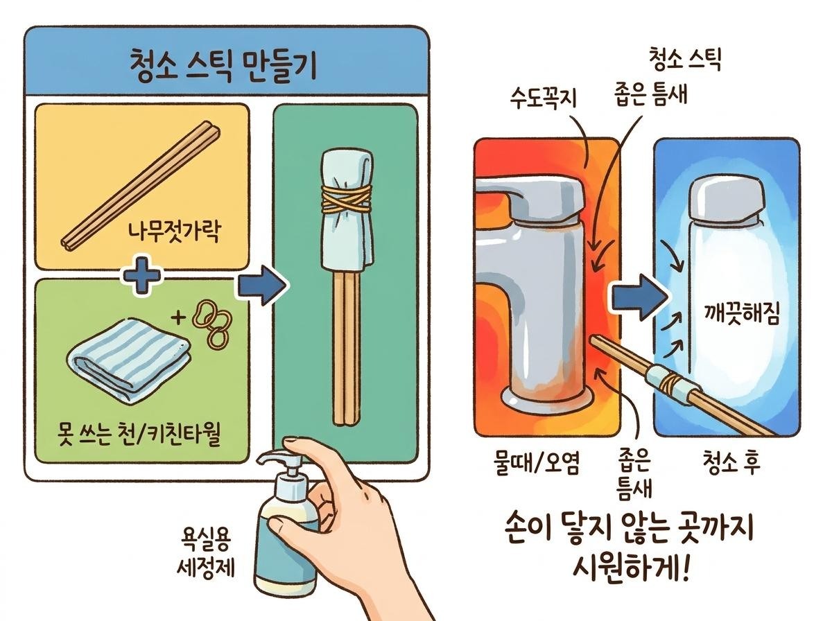 [삽화] 나무젓가락 청소 스틱. 기사 이해를 돕기 위해 AI로 제작한 자료 이미지.