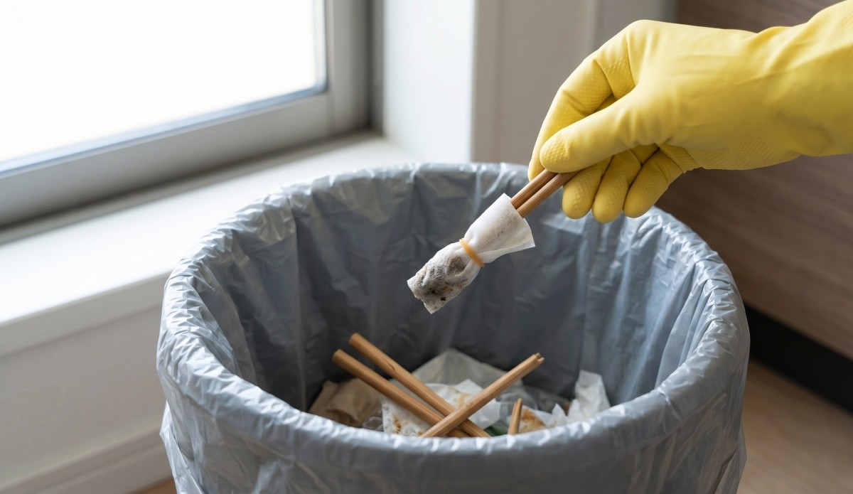 나무젓가락 버리는 모습. 기사 이해를 돕기 위해 AI로 제작한 자료 이미지.