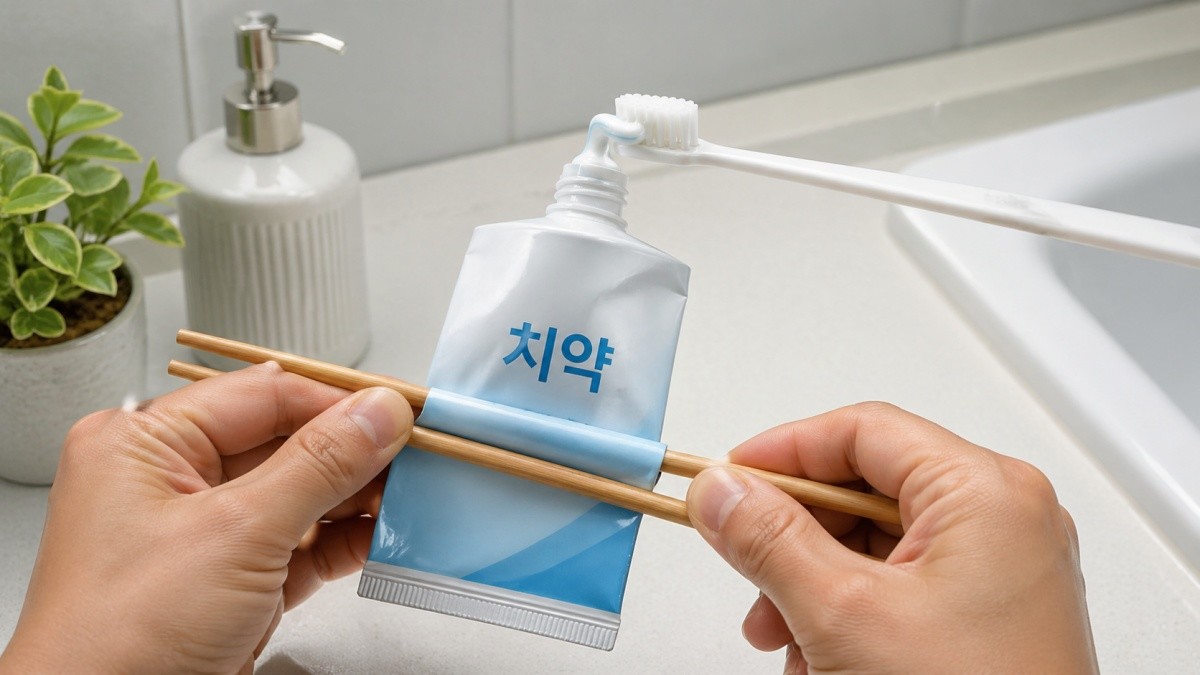 얼마 남지 않은 치약에도 나무젓가락을 활용할 수 있다. 기사 이해를 돕기 위해 AI로 제작한 자료 이미지.