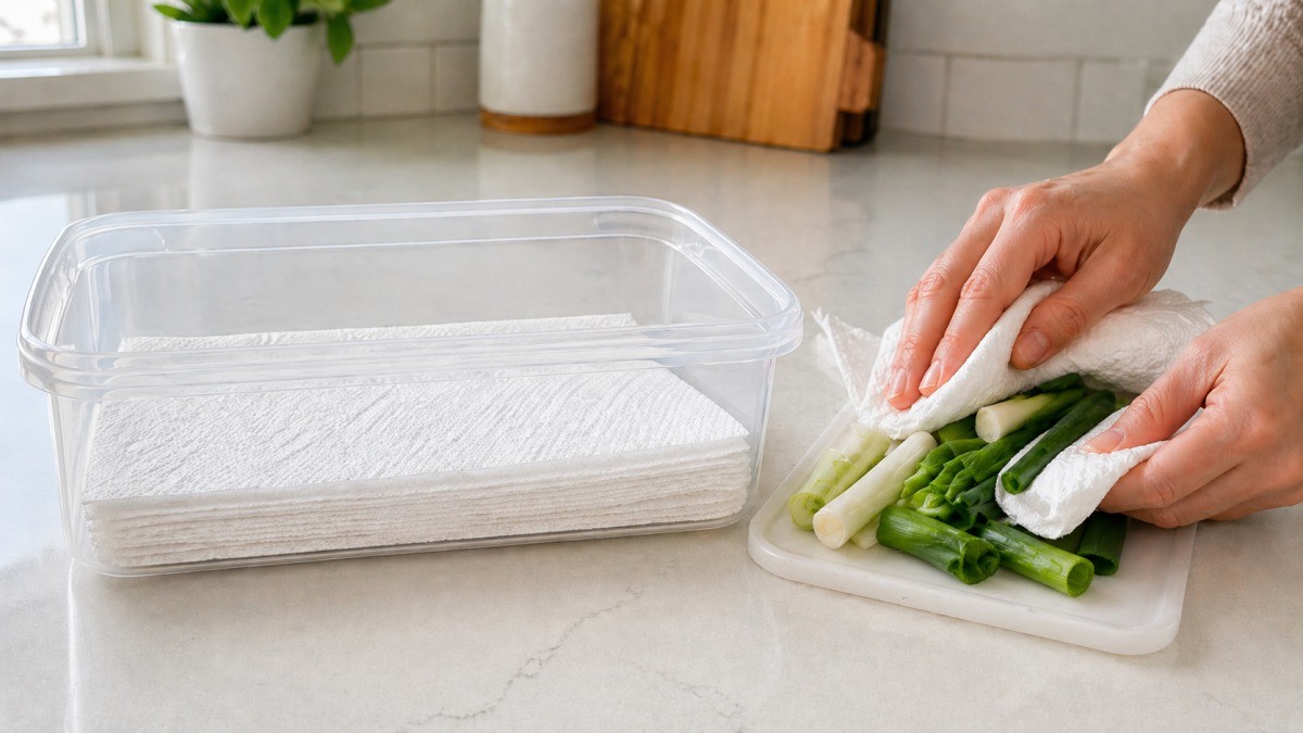 대파 물기 닦기. 기사 이해를 돕기 위해 AI로 제작한 자료 이미지.