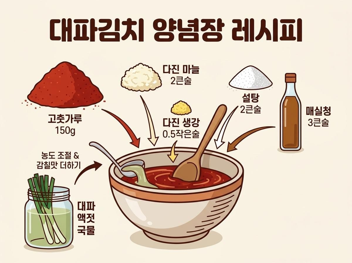 [삽화] 대파김치 양념장 레시피. 기사 이해를 돕기 위해 AI로 제작한 이미지.