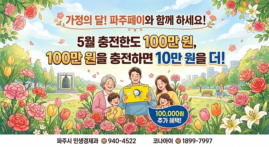 파주시, 5월 한 달간 파주페이 한도 '100만 원' 파격 상향