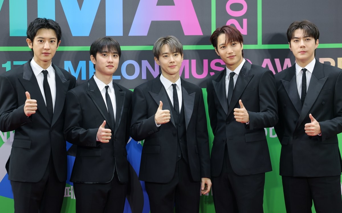 탈덕수용소 운영자가 비방한 그룹 중 하나인 엑소의 찬열(왼쪽부터)과 디오, 수호, 카이, 세훈. / 뉴스1