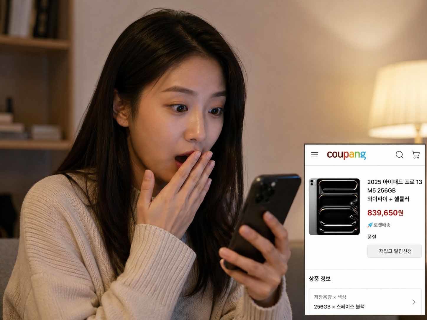 쿠팡이 실수로 최고급 아이패드 프로 제품을 83만 9650원에 등록한 뒤     손실을 모두 떠안고 전량 배송을 완료해 화제를 모으고 있다. AI 툴로 만든 사진.
