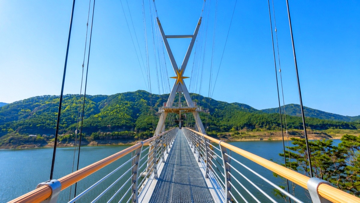 영천 보현산댐 출렁다리. / 영천시 공식 블로그, AI