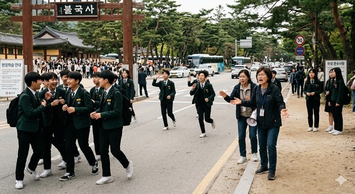 교사들은 학교 밖 활동이 축소되는 이유가 있다고 반박했다. 학생 지도 어려움, 예상치 못한 사고 발생 시 책임 소재의 불균형 등이다. 사진은 기사의 이해를 돕기 위한 AI 생성 이미지
