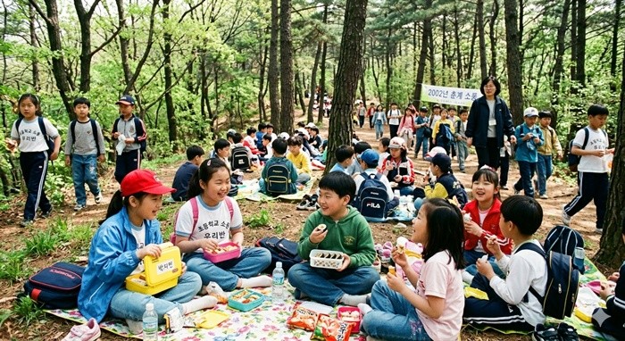 과거 학교에서 가는 소풍은 가까운 곳에서 점심 도시락을 나눠 먹으며 보물찾기 등 놀이를 함께 하는 시간이었다. 사진은 기사의 이해를 돕기 위한 AI 생성 이미지