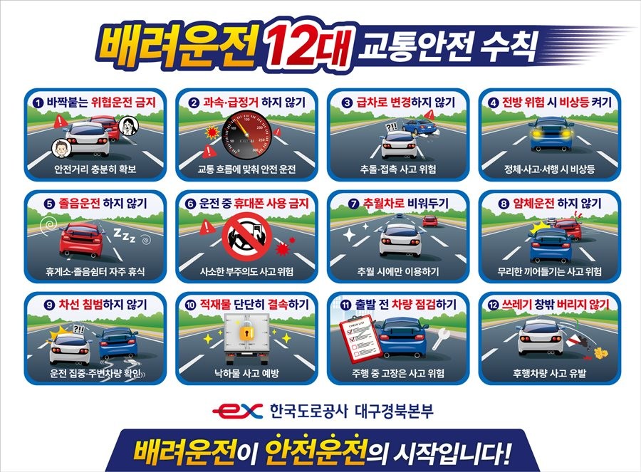 배려운전 12대 안전수칙.  / 한국도로공사 대구경북본부 제공