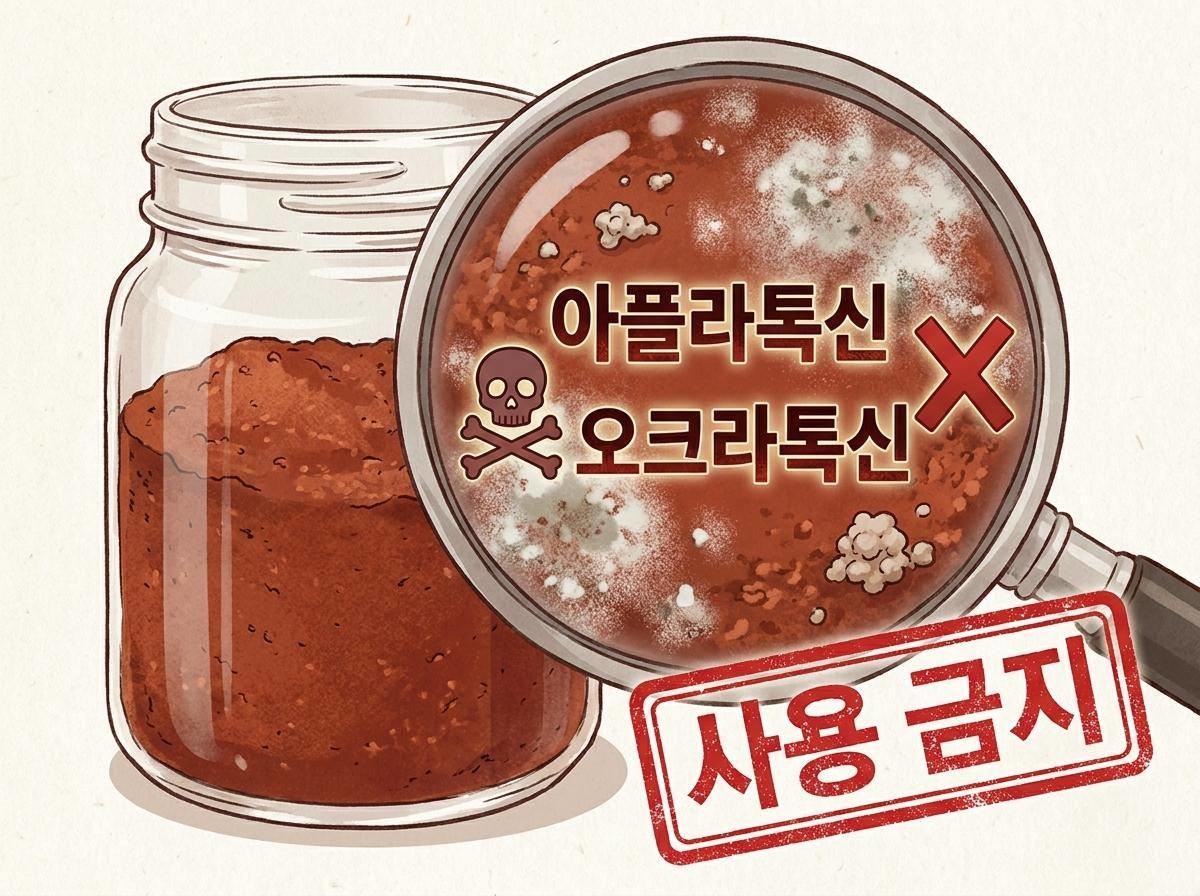[삽화] 고춧가루에 곰팡이가 피었다면 전량 폐기해야 한다. AI 제작.