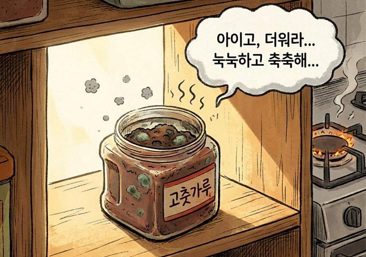 [삽화] 고춧가루를 보관할 땐 덥고 습한 곳은 피해야 한다. AI 제작.