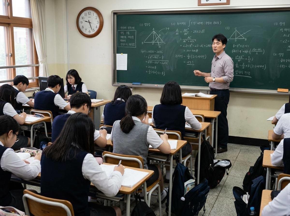 한국 고등학교 교실 모습. 기사 내용을 바탕으로 제작한 자료사진.