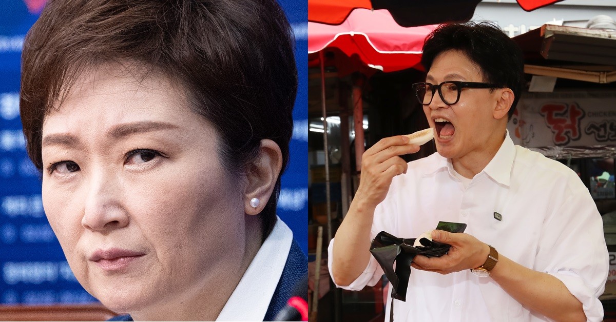 왼쪽부터 더불어민주당 이언주 의원, 한동훈 전 국민의힘 대표 / 뉴스1