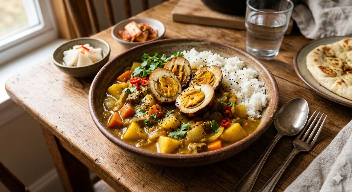 구운 계란 카레 (AI로 제작)