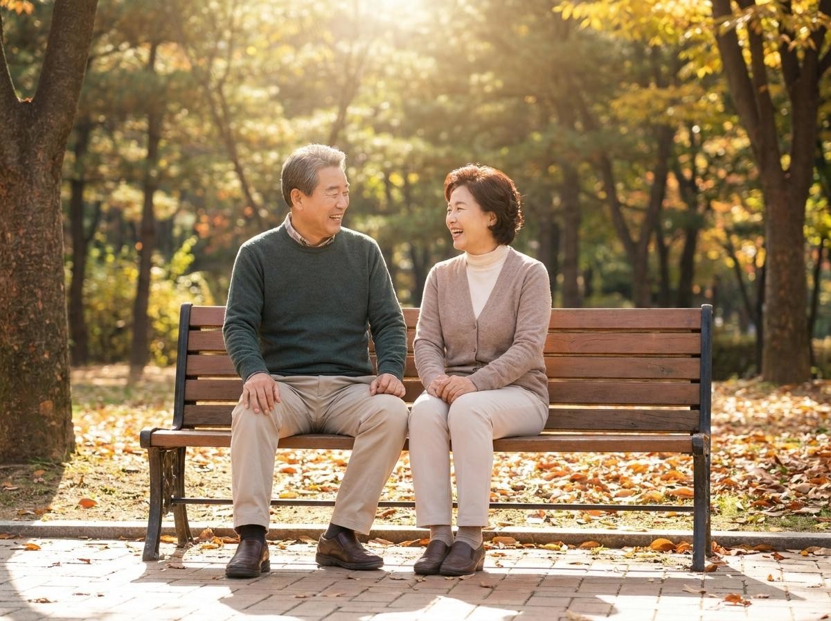 여유로운 노후 생활 보내고 있는 노년 부부. 기사 내용 토대로 AI툴 활용해 제작한 자료사진.