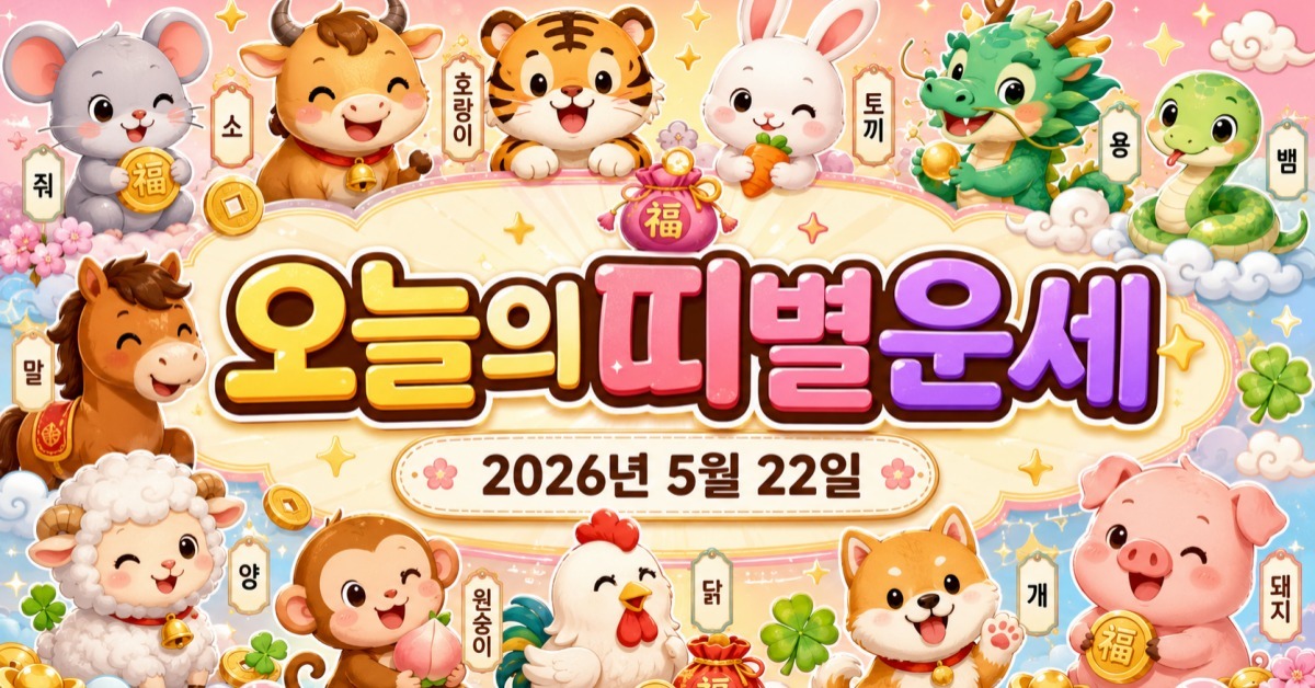 5월 22일 띠별 운세, 용띠는 '천상의 인연' 만난다... 쥐띠·호랑이띠는 주의
