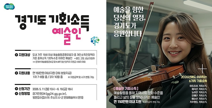 파주시, 11일부터 '예술인 기회소득' 접수...연 150만 원 지원