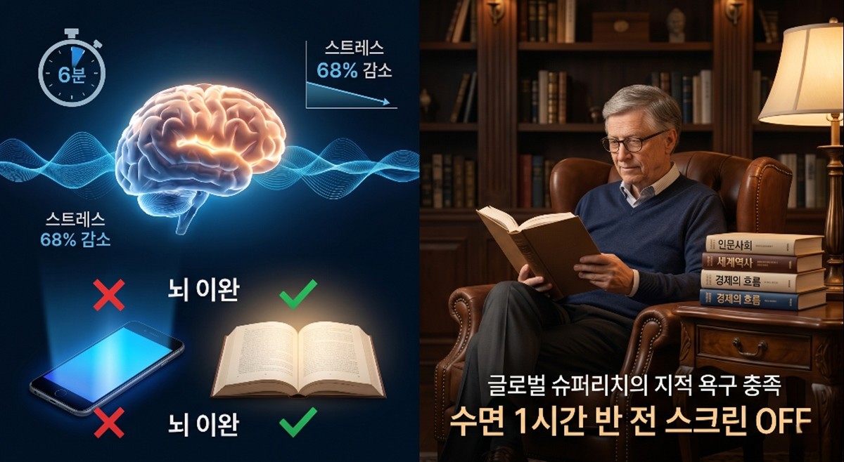빌 게이츠가 하루 루틴이라고 밝힌 자기 전 독서 / AI 생성 이미지