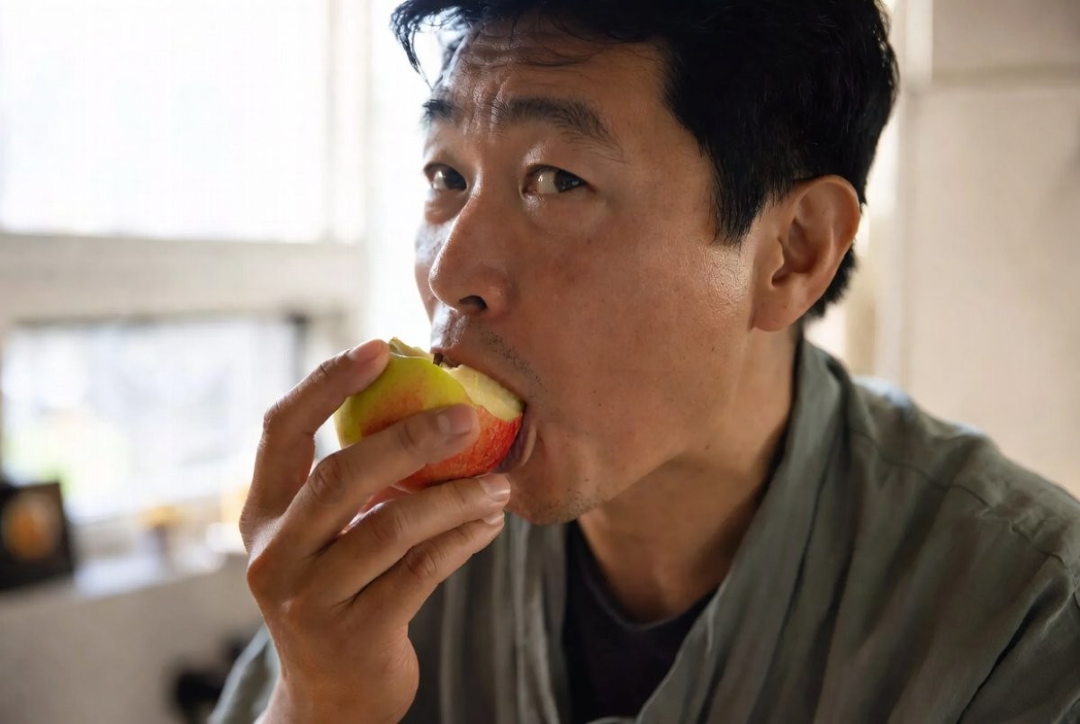 껍질째 먹는 사과, '아침 사과는 금'. 기사 내용 토대로 AI툴 활용해 제작한 자료사진.