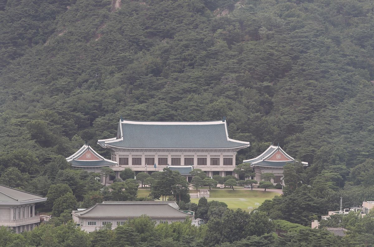 청와대 모습. 기사 이해를 돕기 위한 자료 사진. 김현지 청와대 제1부속실장이 나이와 학력 등 개인정보를 공개하지 않아 직권남용을 저질렀다는 취지의 시민단체 고발을 지난달 각하했다고 서울 용산경찰서가 8일 밝혔다. 이와 관련해 경찰은 '국민의 알 권리를 침해했다는 주장은 그 위법·부당의 정도가 실질적, 구체적이라고 보기 힘들다'라며 '달리 피의자의 혐의를 입증할 증거가 부족하다'라고 설명했다.     / 뉴스1