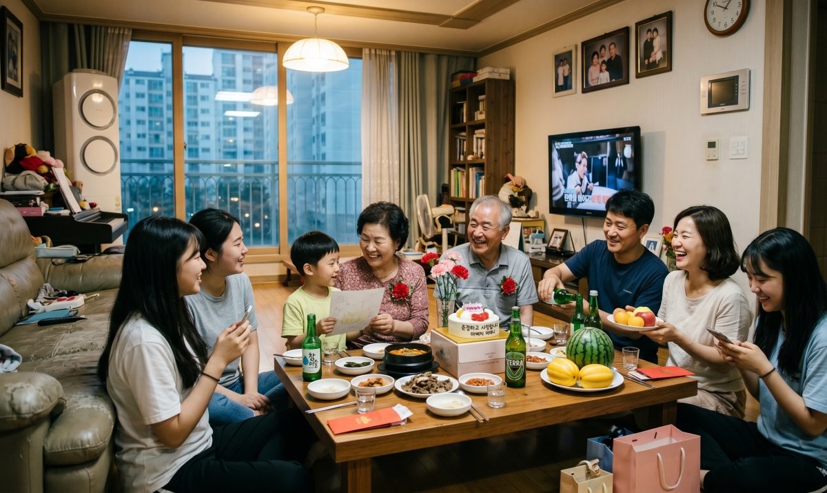 한 가정집의 어버이날 풍경. 기사 내용 토대로 AI툴 활용해 제작한 자료사진.