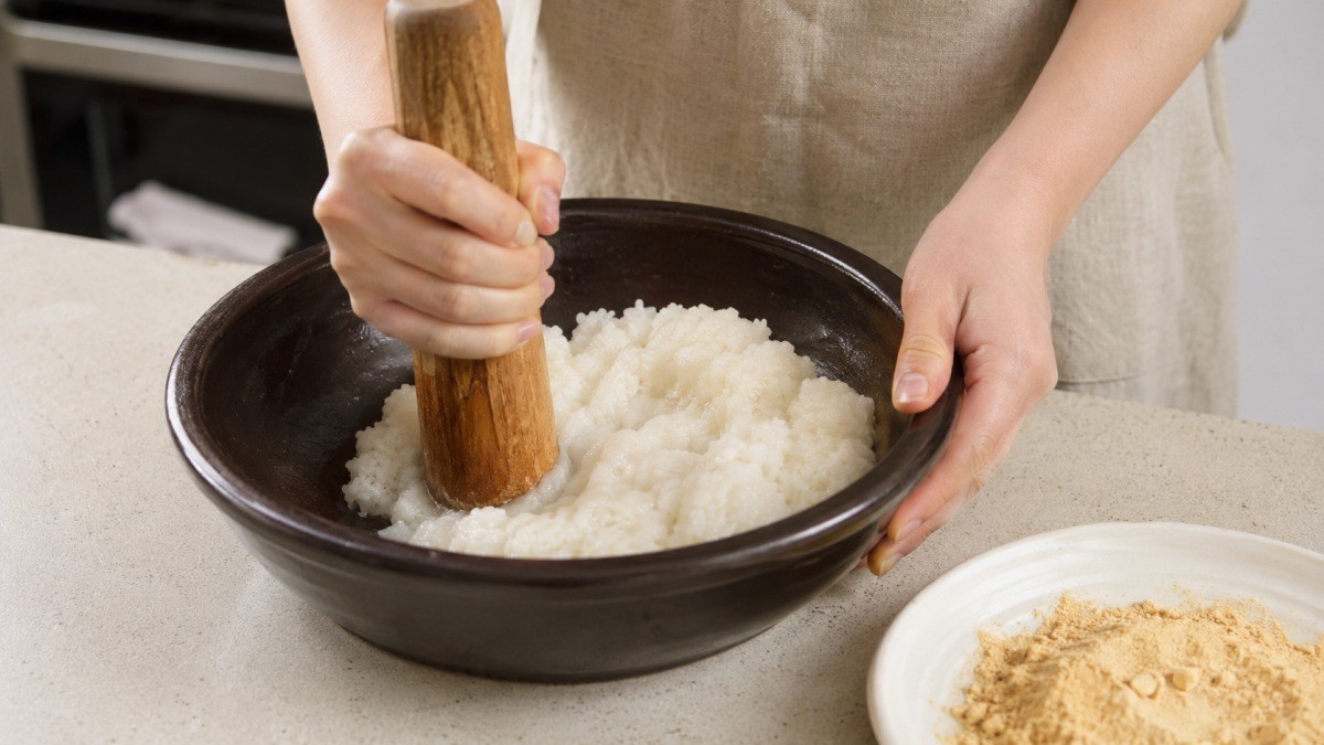 밥을 찧는 모습. 기사 이해를 돕기 위해 AI로 제작한 자료 이미지.