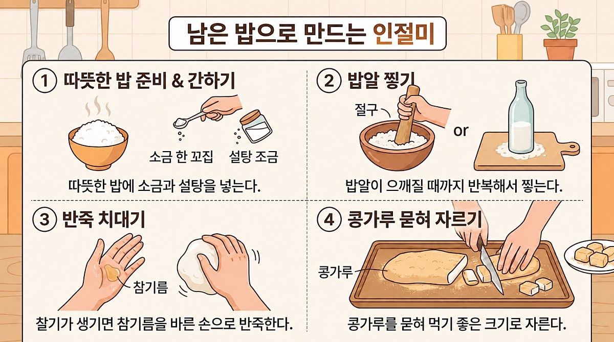 [삽화] '밥 인절미' 레시피. AI 제작.