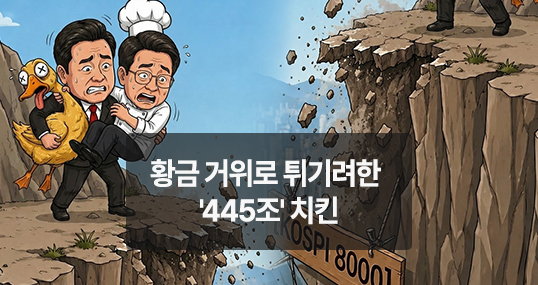 [위키만평] 황금 거위로 튀기려고 한 '445조' 치킨