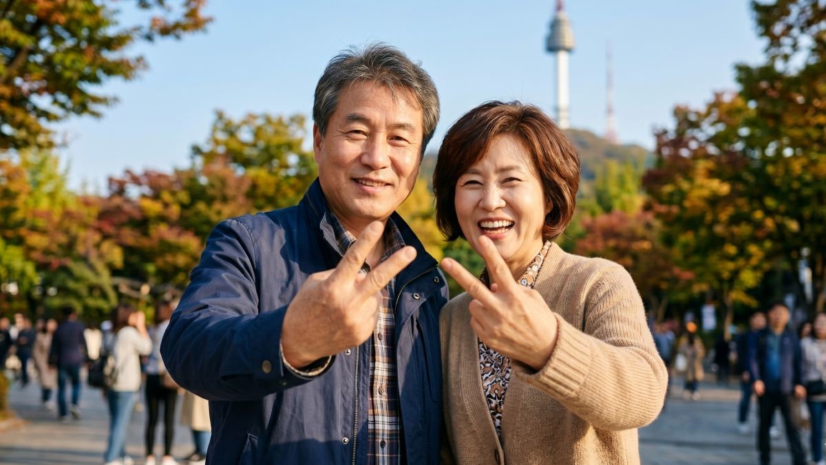 전문가가 권장한 브이 포즈 좋은 예시. 기사 내용 토대로 AI툴 활용해 제작한 자료사진.