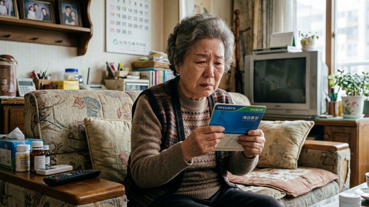 통장을 보며 걱정 중인 중년의 모습. 기사 내용 토대로 AI툴 활용해 제작한 자료사진.