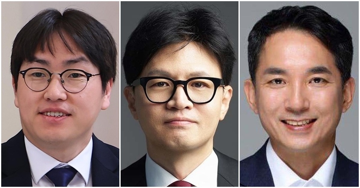 부산 북구갑 보궐선거에 출마한 주요 후보들. (왼쪽부터)하정우 더불어민주당 후보. 한동훈 무소속 후보, 박민식 국민의힘 후보. / 페이스북, 뉴스1