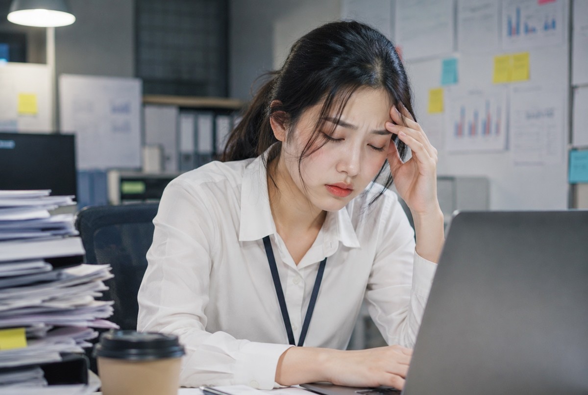 회사에서 업무 스트레스로 힘들어하는 모습. 기사 이해를 돕기 위해 AI를 활용해 제작한 자료 사진. 스트레스는 단순히 기분의 문제가 아니라 면역 기능과 직접 연결된다. 과도한 스트레스가 지속되면 몸속 스트레스 호르몬인 코르티솔 분비가 증가하는데 이 상태가 오래 이어지면 면역세포의 기능이 저하될 수 있다. 특히 업무 압박이나 인간관계 스트레스가 심한 사람일수록 몸살감기를 반복적으로 경험하는 경우가 적지 않다.