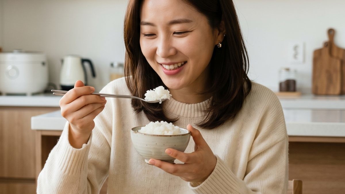 쌀밥을 먹는 모습. 기사 이해를 돕기 위해 AI툴로 생성한 자료사진.