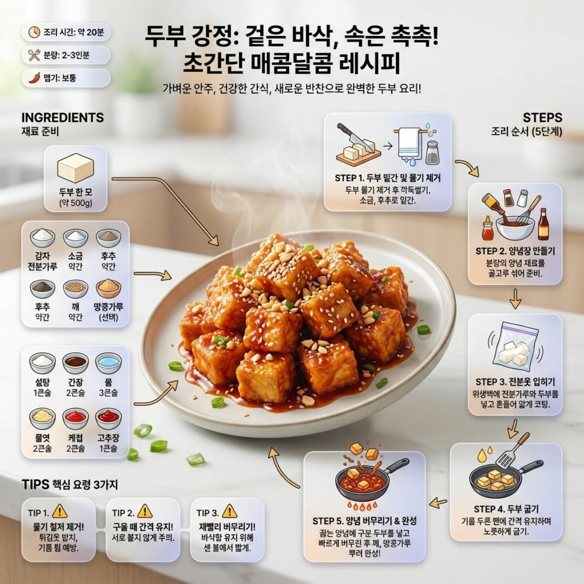 두부 강정 레시피. (AI로 제작)
