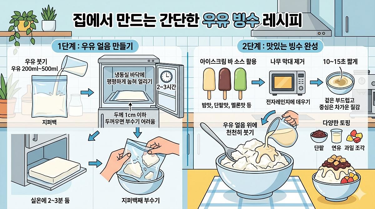 [삽화] 홈메이드 빙수 레시피. AI 제작.