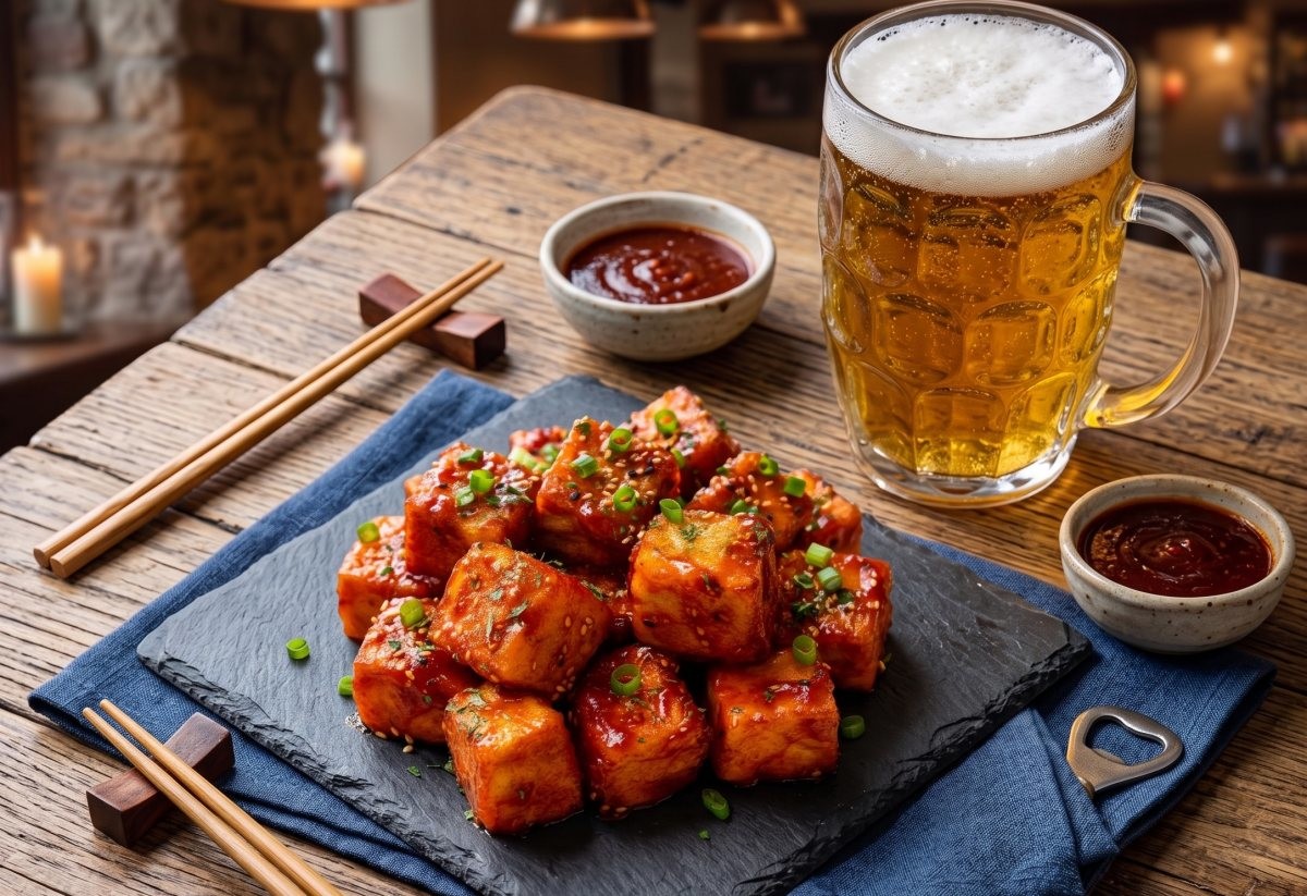 두부강정과 맥주. (AI로 제작)